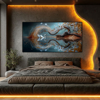 Tablou sufragerie Cerul din Noi sticlă securizată – dormitor modern cu iluminare LED și perete beton