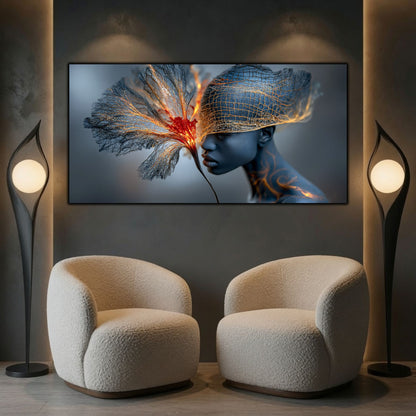 Tablou sufragerie elegant Inner Veil integrat într-un living modern luminos