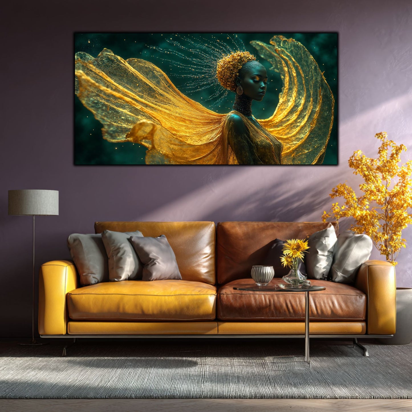 Tablou Abstract Modern „Adierea Aurie” – Artă pe Sticlă de Lux