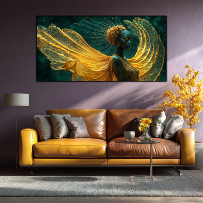 Tablou Abstract Modern „Adierea Aurie” – Artă pe Sticlă de Lux