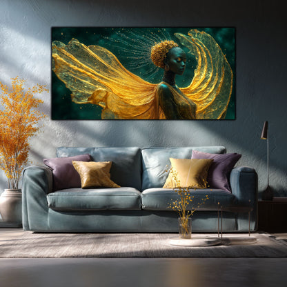 Tablou Abstract Modern „Adierea Aurie” – Artă pe Sticlă de Lux