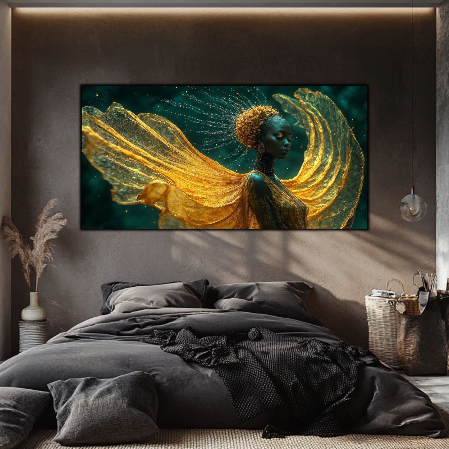 Tablou Abstract Modern „Adierea Aurie” – Artă pe Sticlă de Lux