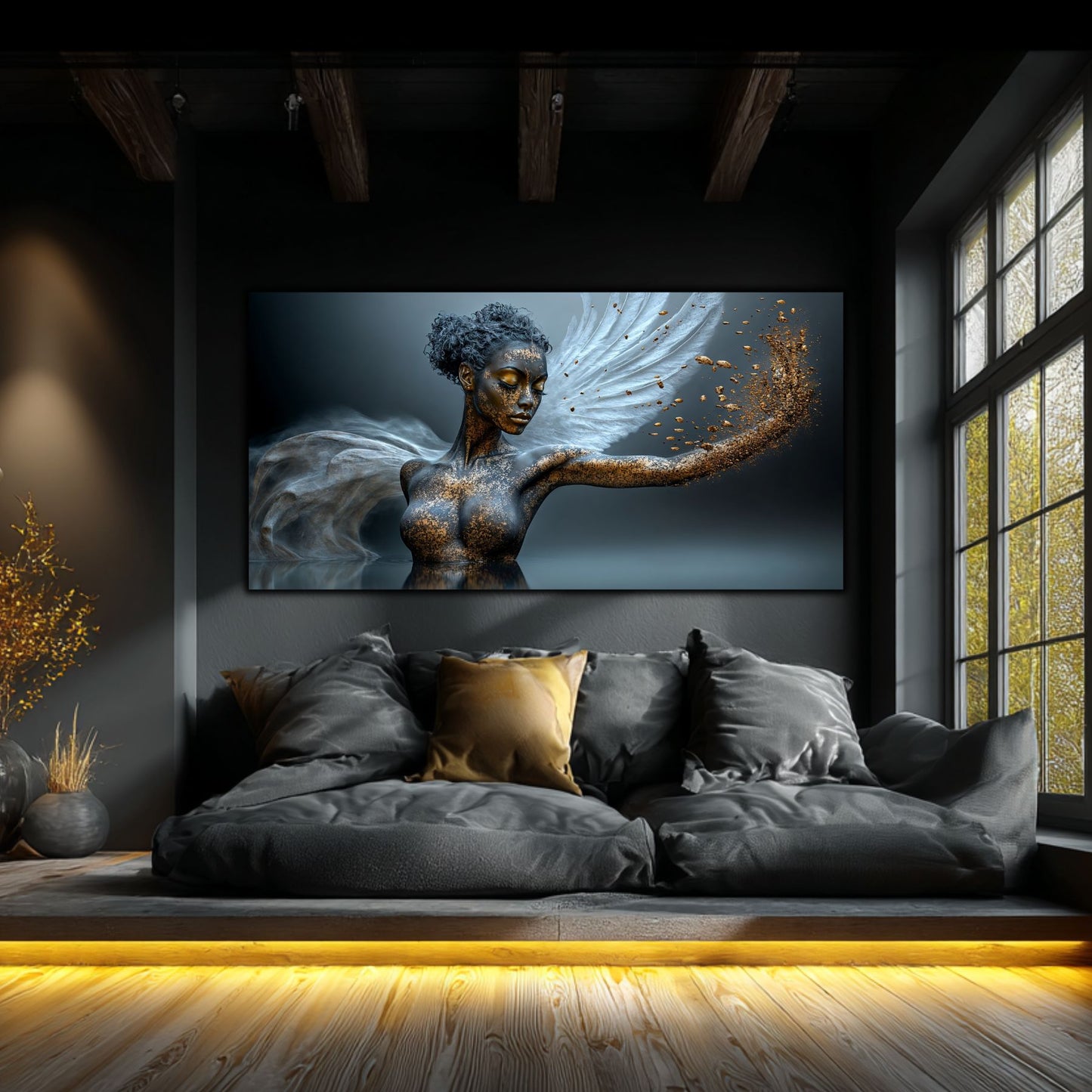 Tablou Sufragerie „Zbor Destărmat” – Artă Suprarealistă pe Sticlă