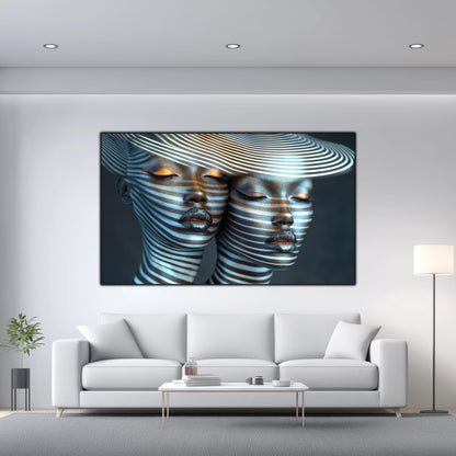 Tablou Modern pt Decorul Livingului - Print UV pe Sticla - „Gemini Souls” - No07