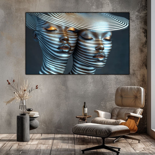 Tablou Modern pt Decorul Livingului - Print UV pe Sticla - „Gemini Souls” - No07