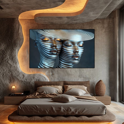 Tablou Modern pt Decorul Livingului - Print UV pe Sticla - „Gemini Souls” - No07