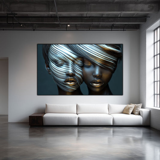 Tablou Modern pt Decorul Livingului - Print UV pe Sticla - „Gemini Souls” - No02