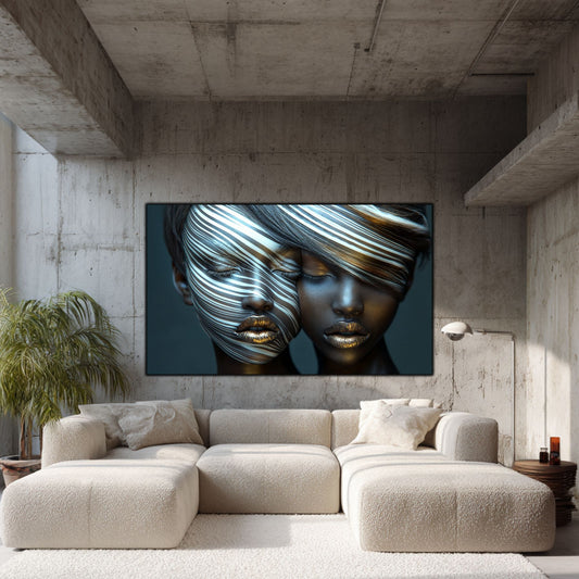 Tablou Modern pt Decorul Livingului - Print UV pe Sticla - „Gemini Souls” - No02
