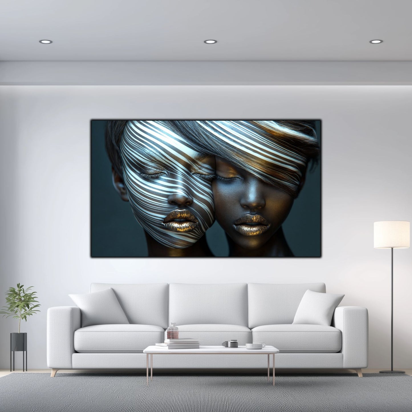 Tablou Modern pt Decorul Livingului - Print UV pe Sticla - „Gemini Souls” - No02
