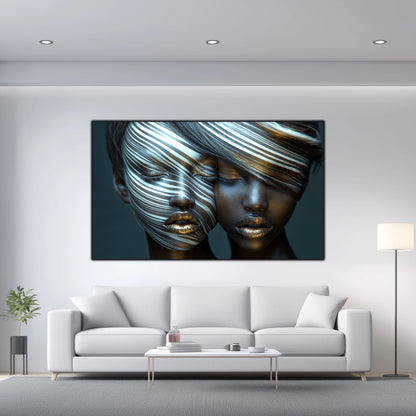 Tablou Modern pt Decorul Livingului - Print UV pe Sticla - „Gemini Souls” - No02