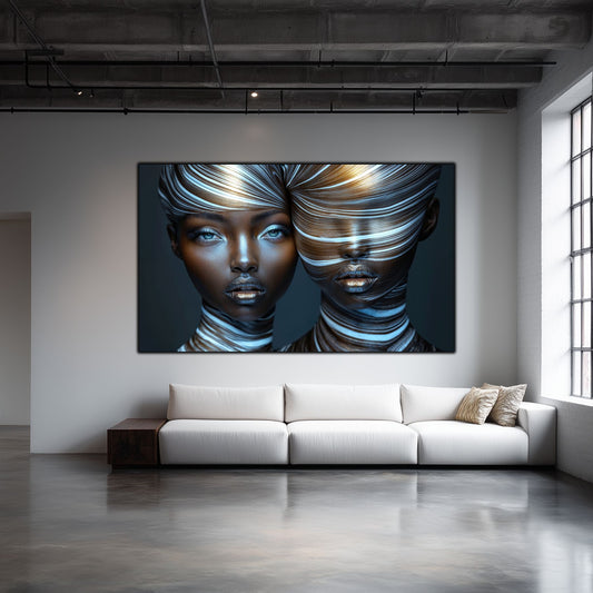 Tablou Modern pt Decorul Livingului - Print UV pe Sticla - „Gemini Souls” - No03