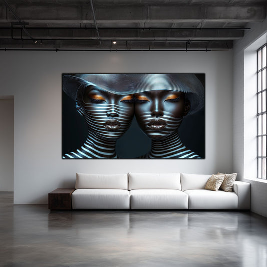 Tablou Modern pt Decorul Livingului - Print UV pe Sticla - „Gemini Souls” - No04