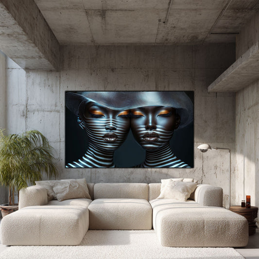 Tablou Modern pt Decorul Livingului - Print UV pe Sticla - „Gemini Souls” - No04