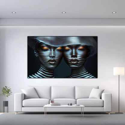 Tablou Modern pt Decorul Livingului - Print UV pe Sticla - „Gemini Souls” - No04