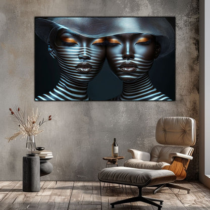 Tablou Modern pt Decorul Livingului - Print UV pe Sticla - „Gemini Souls” - No04