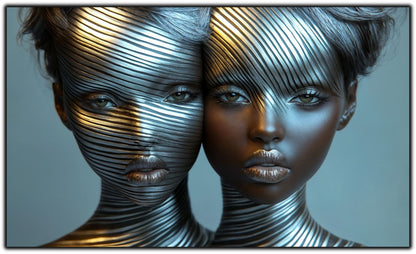 Tablou Modern pt Decorul Livingului - Print UV pe Sticla - „Gemini Souls” - No06