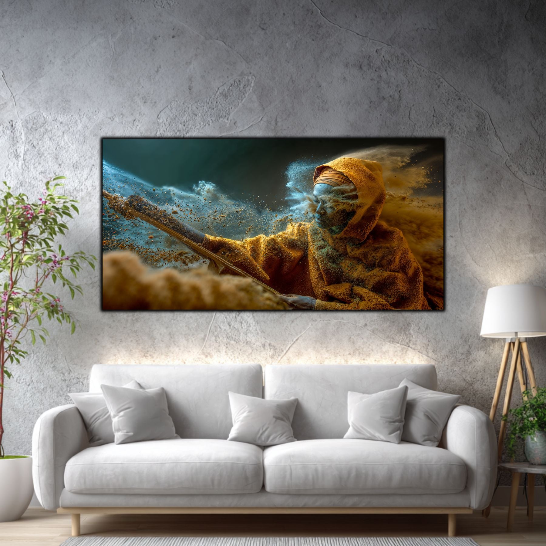 ablouri living Broken by the Storm – living minimalist cu canapea albă