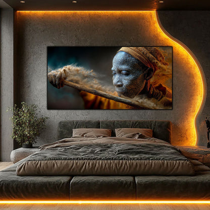 Tablouri living Dizolvare în Furtună – dormitor modern cu iluminare LED și perete închis