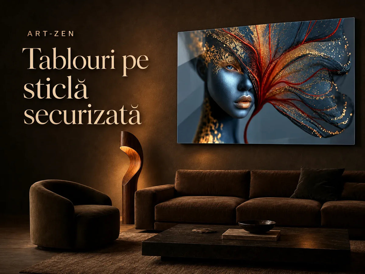 Tablouri elegante si moderne pentru living sau dormitor, printate UV pe sticla securizata de mari dimensiuni, 120x60 cm si 160x80 cm, de la Art - Zen.