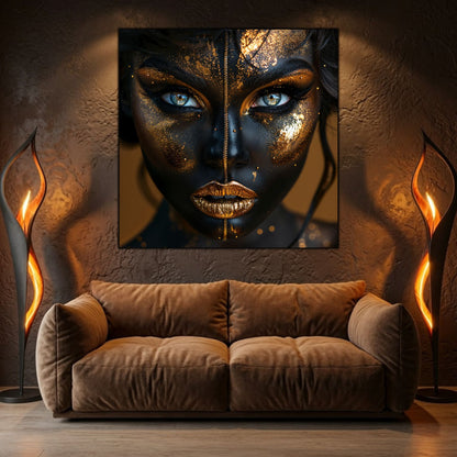 Tablou living contemporan Sacred Black sticla 4mm, intr-o sufragerie minimalista